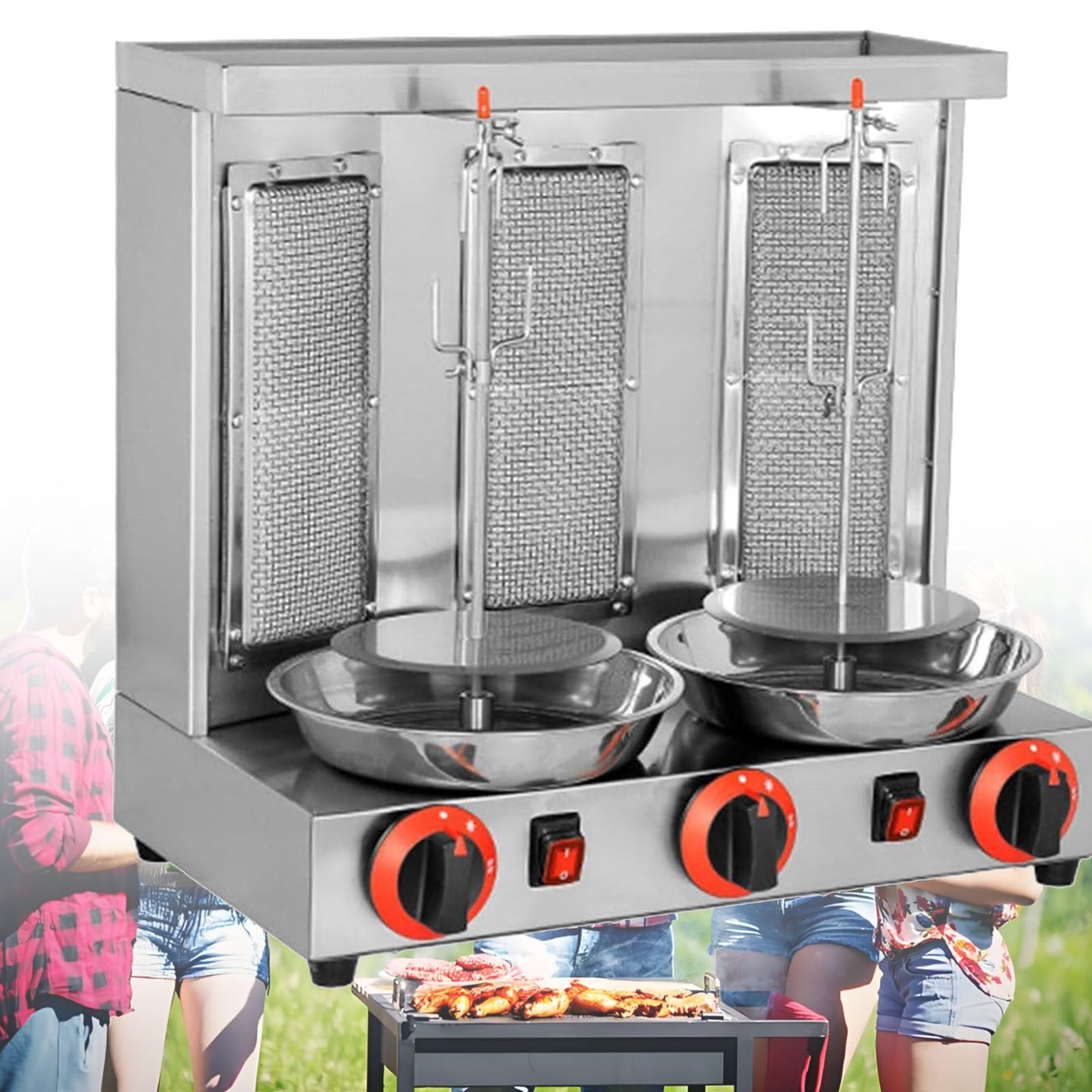 Elektryczna maszyna do kebabu Doner Pionowy brojler Gyro Grill Rożen do kuchni - regulowana temperatura 50-300℃, do użytku komercyjnego i domowego