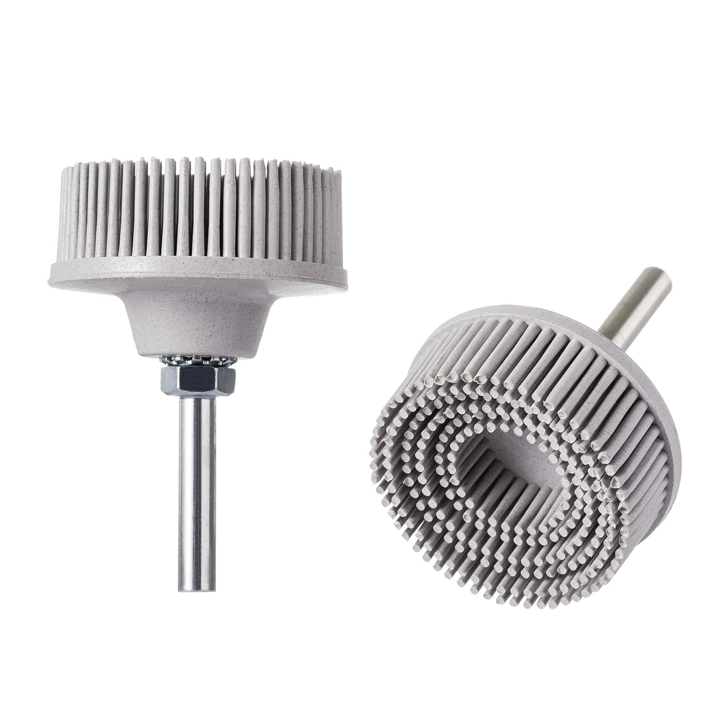 2 Inch Abrasive Bristle Disc, 2PCS 120 Grit White Bristle Disc Attachment, Bristle Discs Gasket Removal Disc with 1/4 Shank Coating Removal Disc for Rotary Tool