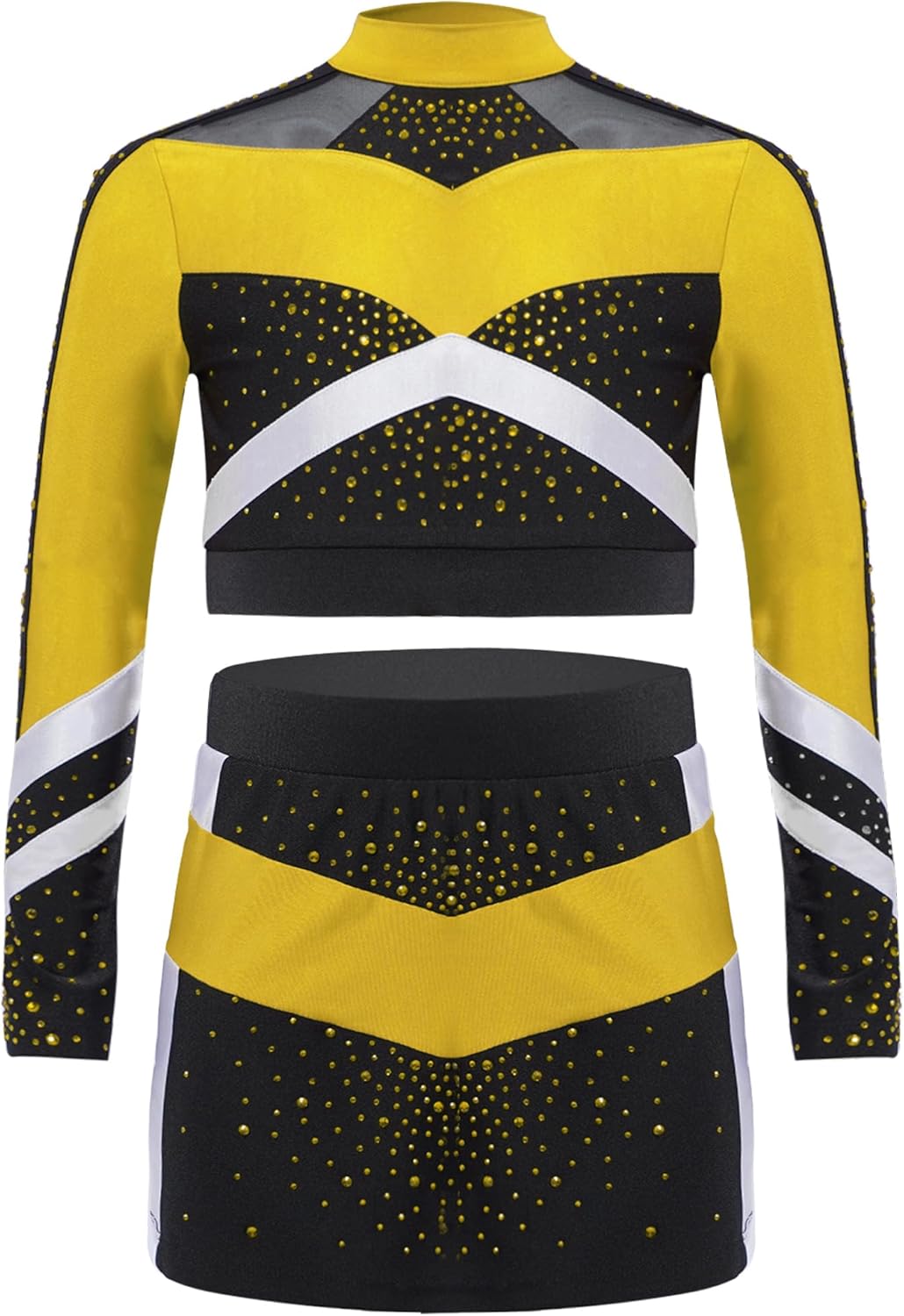 Agoky Girls Cheerleading Costume Cheer Leader Uniform Themed Party Competitions Competition Outfit Yellow 16 Years
