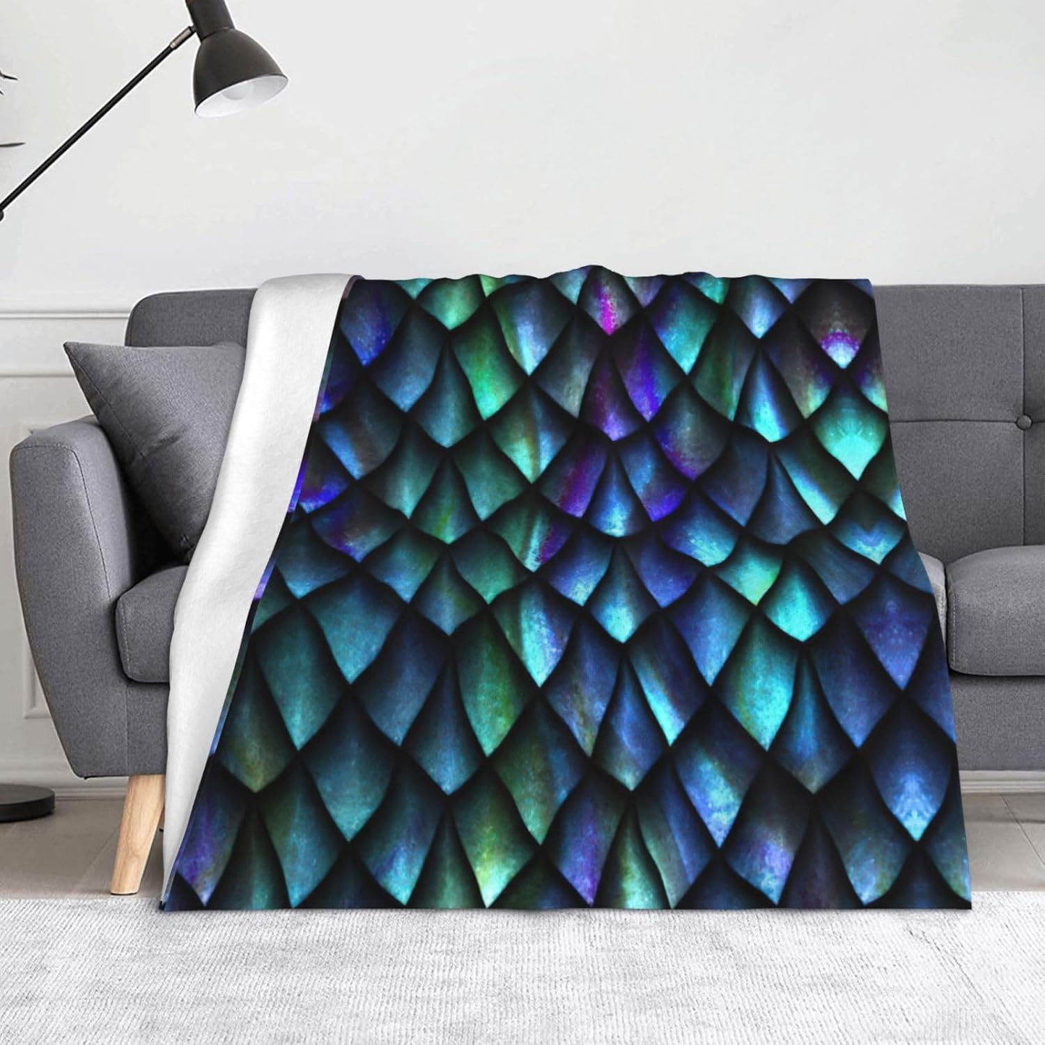 3D Magical Dragon Scales Pattern Print Cozy Soft Blankets Warm 50x60 in Lightweight Blanket for Camping Travel