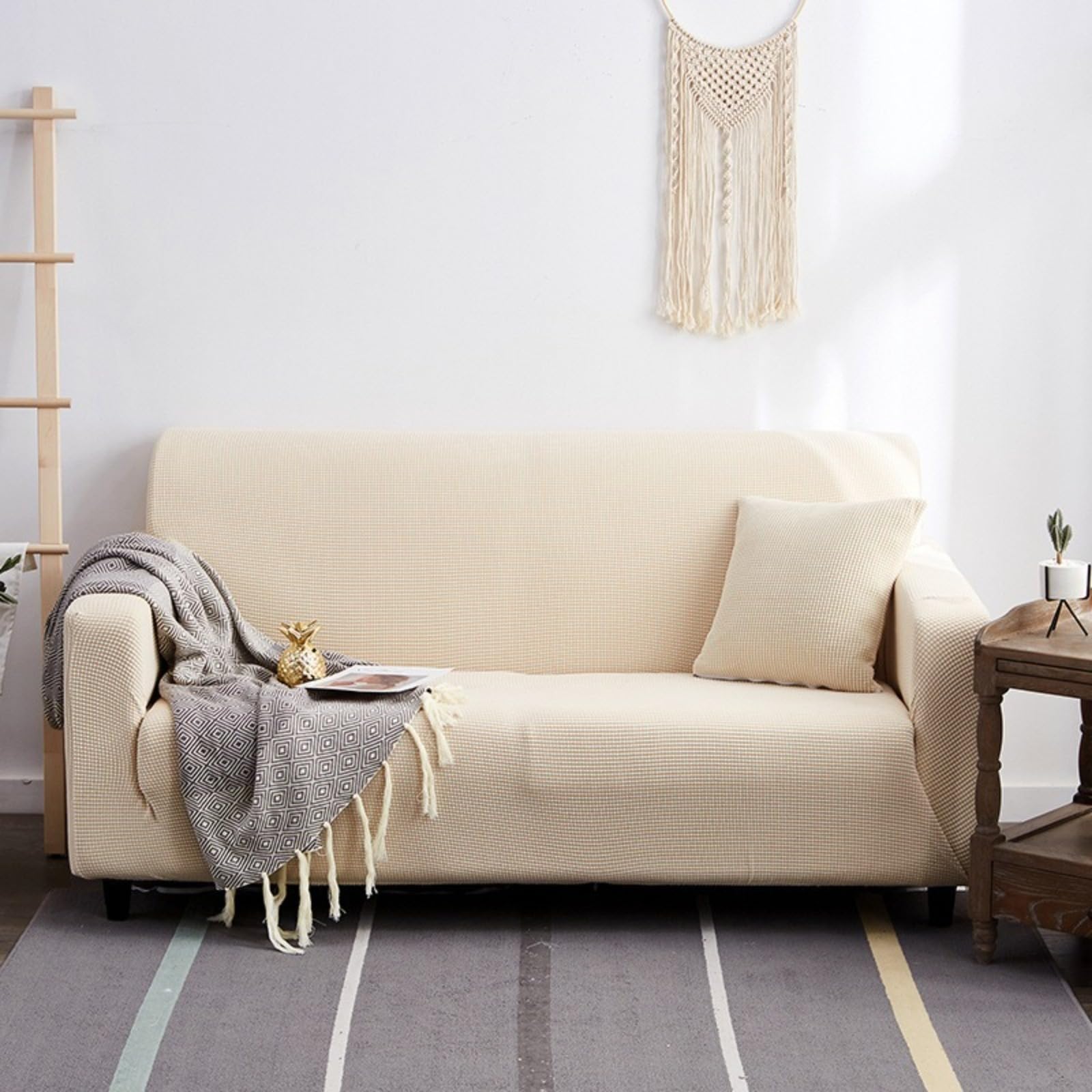 L A Forma Divano Copertura Divano Slipcover con Cinghie Elastiche Impermeabile Antiscivolo Trapuntato Mobilia Protettore per Bambini Animali Domestici 1 2 3 4 Sedili