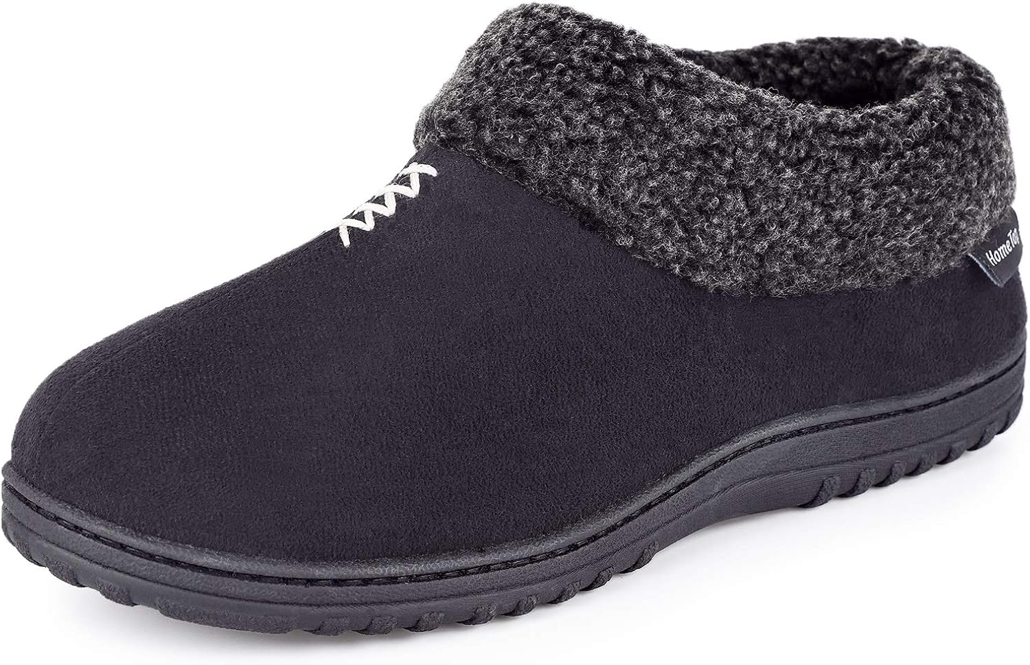 Men's Cozy Memory Foam Slippers Fluffy Micro Suede Faux Fur Fleece Lined House Shoes with Non Skid Indoor Outdoor Sole