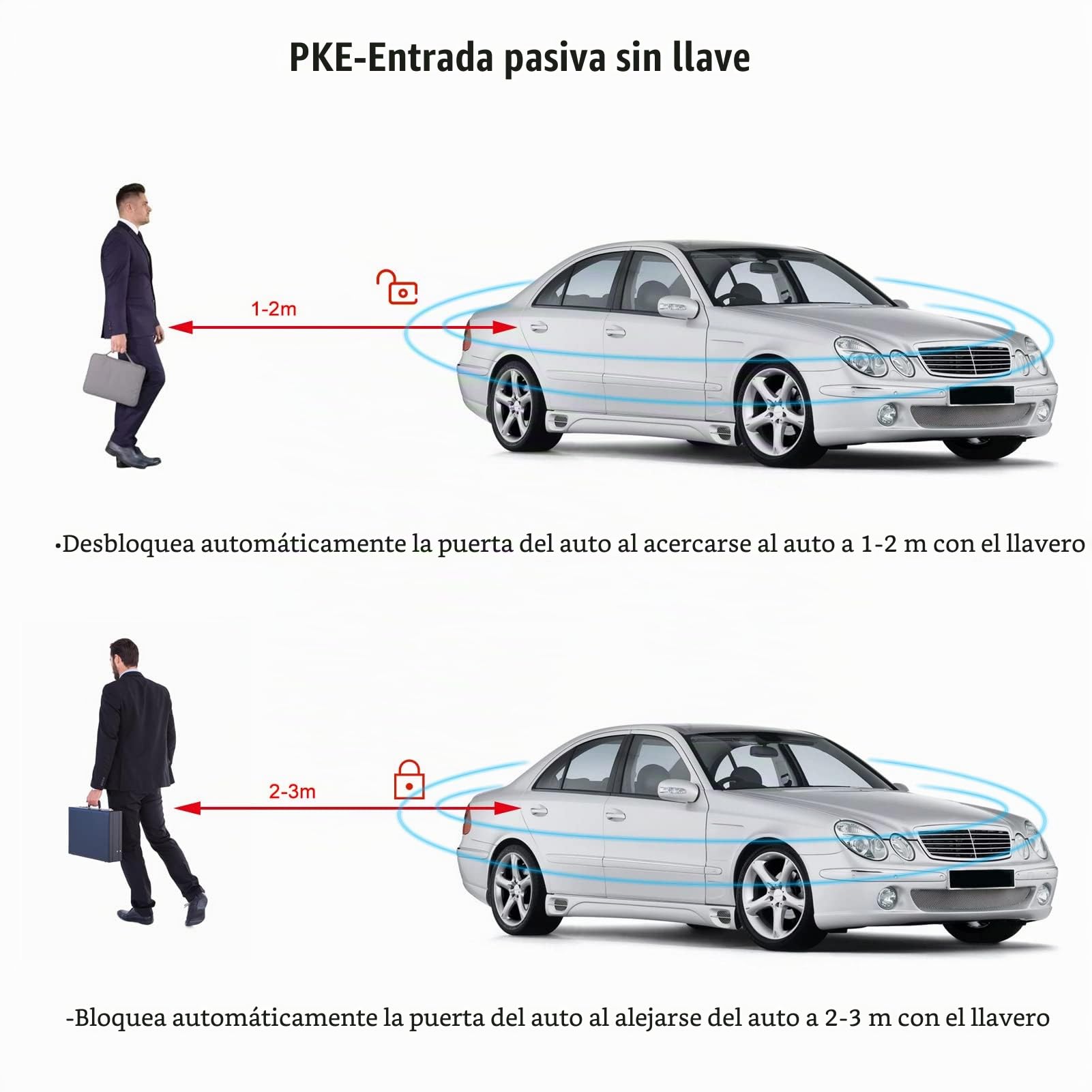 De Alarma para Automóvil con Arranque Remoto, De Pasiva Sin Llave, Control De TeléfononMóvil, Inteligente Antirrobo para Automóvil, Alarma Remota para Automóviles, Incl