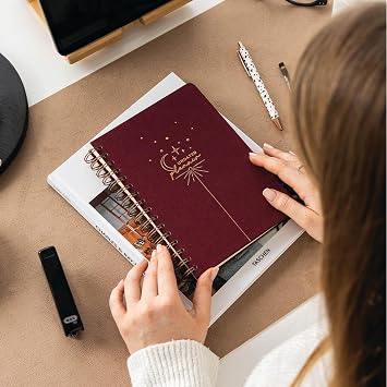 PAPERORA A5 Spiral Linen Indefinite Planner Agenda Claret Red