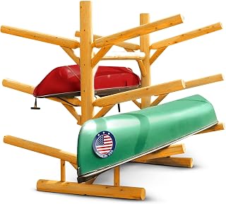 Log Kayak Rack 6-Place Canoe Racks, Freestanding Paddle Board Storages, Surfboard Stand, Canoe Paddles or SUP Storage Racks, Paddle Board Rack for Outdoor Storage