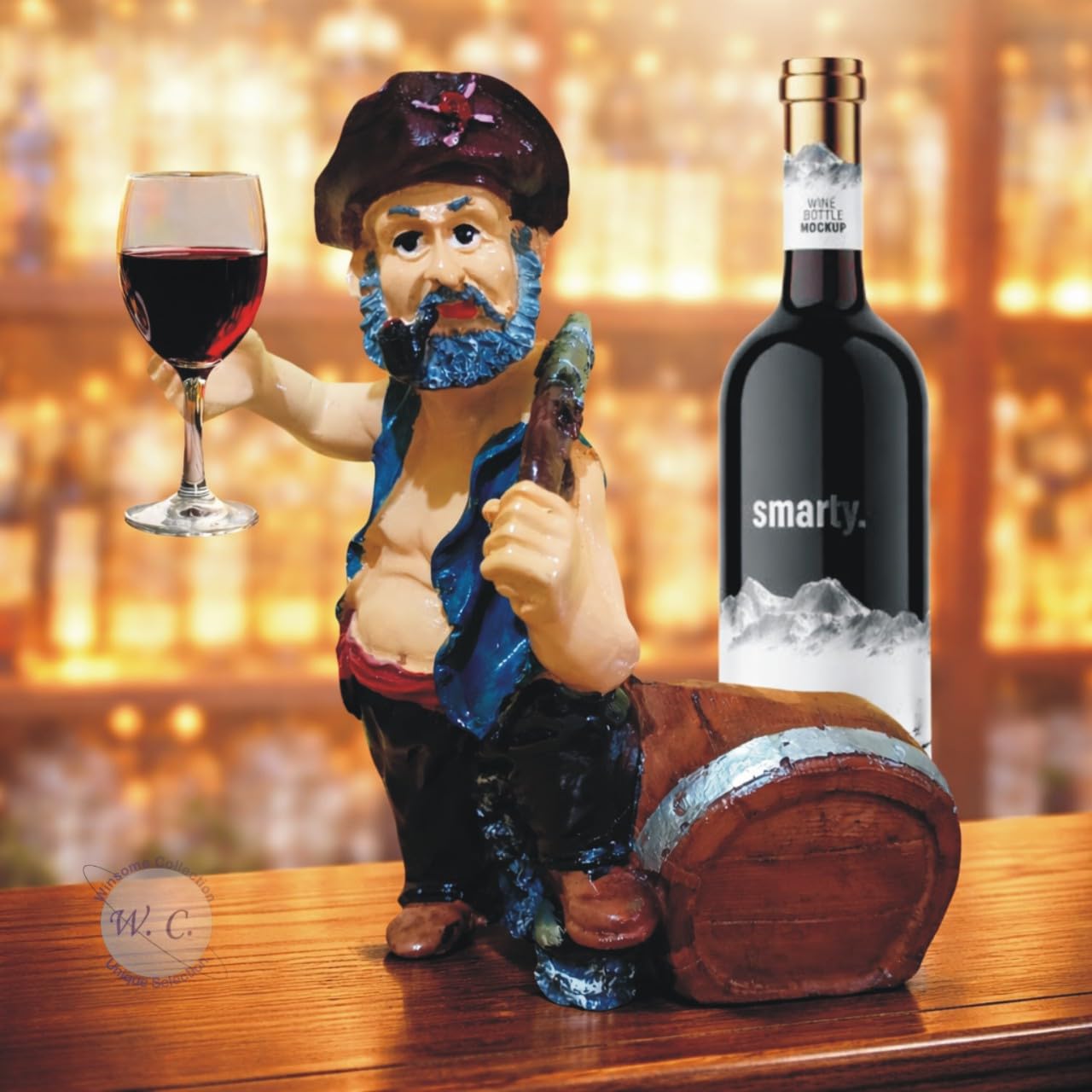 WINSOME COLLECTION Wine Bottle Holder Stand Rack Statue Showpiece Human Figurine for Home Hotel Room Restaurant Bar Decor Multicolor Polyresin Pack of 1-image-15