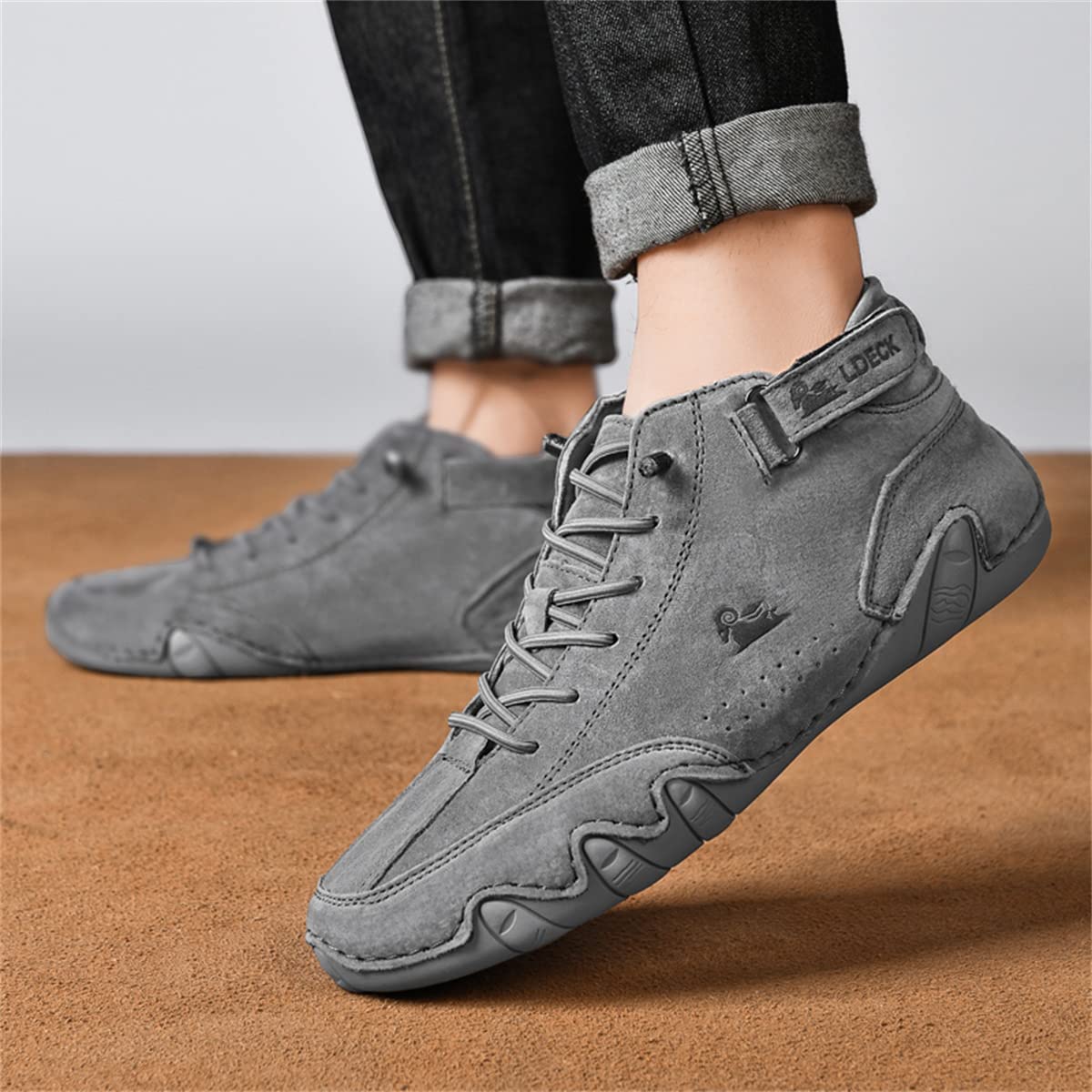 Chukka buty dla mężczyzn letnie na co dzień zamszowe sznurowane botki na zewnątrz lekkie antypoślizgowe trampki do chodzenia, szary, 41.5 EU