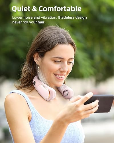 Miniatura 4 de Koonie Ventilador de cuello recargable de 5 velocidades, ventilador personal portátil, ventilador sin aspas manos libres, ventilador portátil a