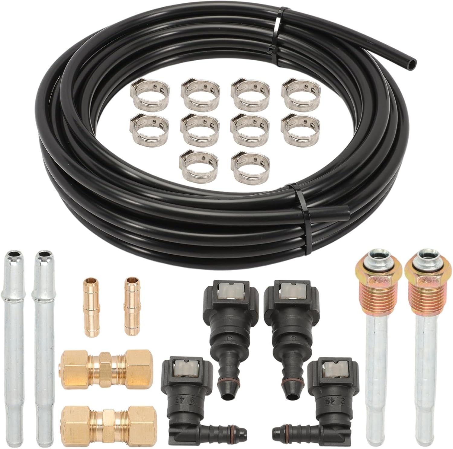 FLK-38 Black Automotive Replacement Fuel Line Repair Kit 3/8 in (10mm)，23 Pack