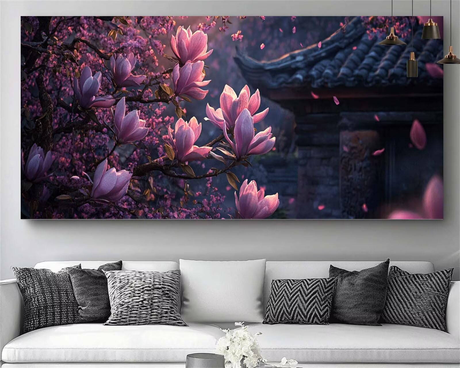 Japon Diamond Painting Fleur Diamond Painting Enfant Broderie Kit Complet, 5D Peinture Diamant Point de Croix Cristal Artisanat,DIY Tableau Strass Diamant Canevas Débutant Kit, Gifts 40x120cm M678