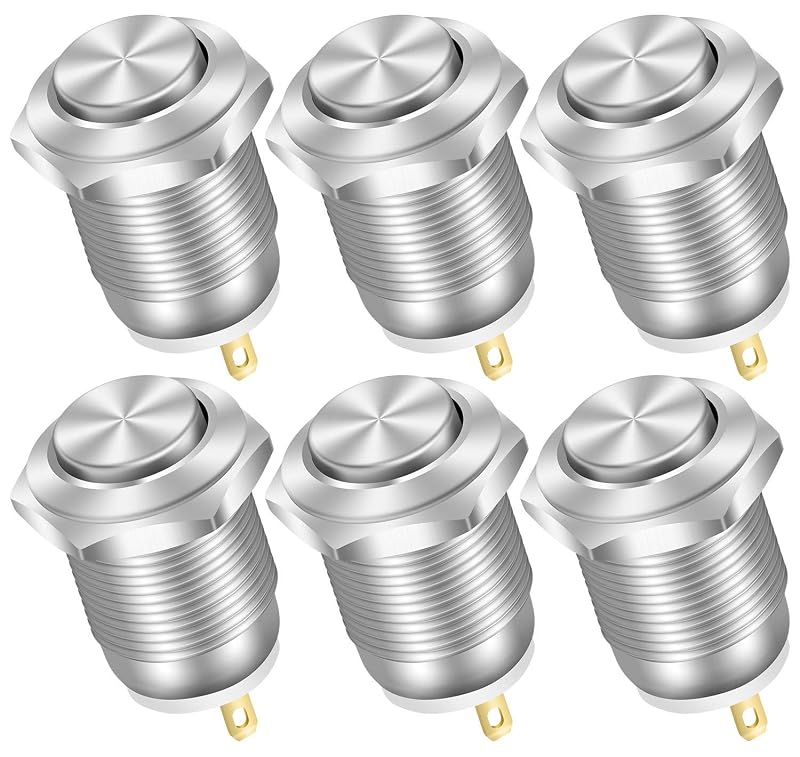 Interruptor de botão momentâneo DAIERTEK 12 mm 12 V à prova d’água IP65 2 pinos – Kit com 6 unidades