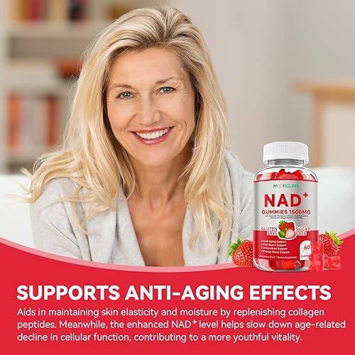 Miniatura 7 de NR Collagen CoQ10 Super Gomitas N AD+ para energía y antienvejecimiento, 1500 mg por porción, con malato de hidrógeno de nicotinamida, ribósido,