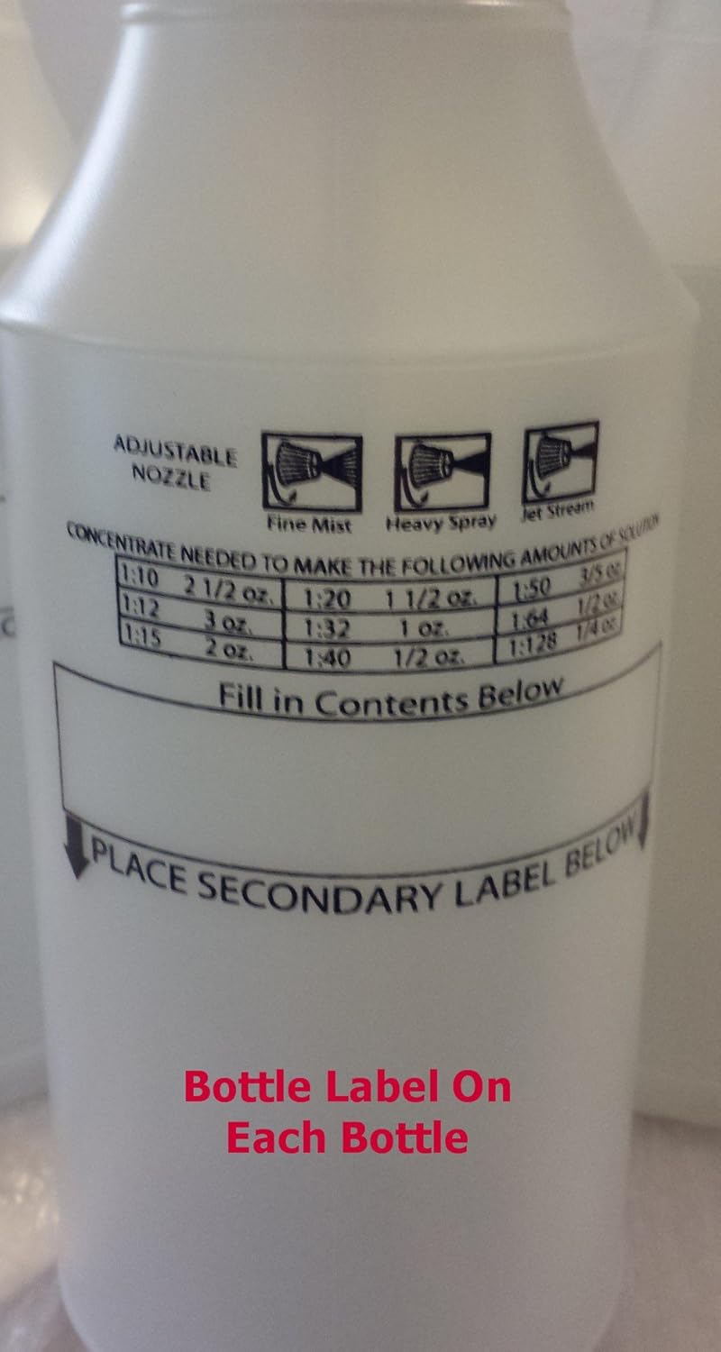 Spray Bottles with Large Top for Easy Filling, Reusable, 32oz, 4 Complete Bottles, with Scale on Side of Bottle for Easy Filling, Part# WM83233-WM04-RED (Red & White Sprayer Top): Industrial & Scientific