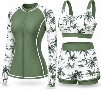 Daci 3 Piece Rash Guard Set with 3 Shorts