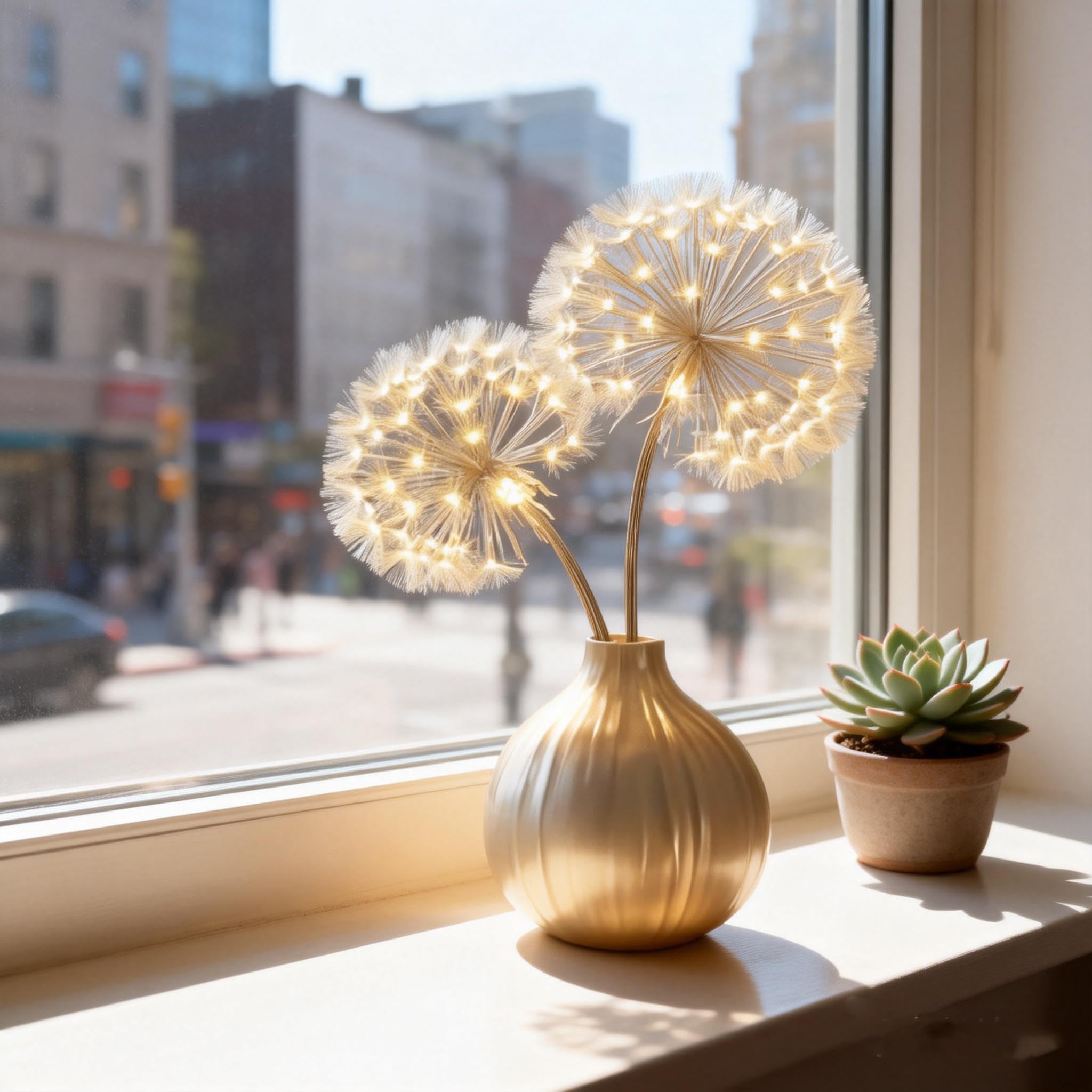 Blissful Bright Dandelions, Dandelion Lamp, Artificial Dandelion Branches with Lights, for Room Fireplace Table Christmas Decor (#2pc) — view 4