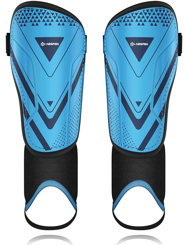 Upgraded Soccer Shin Guards for Kids Youth, CE Certified AirsFish Shin Guard Sleeves Protection Gear for Boys Girls Soccer Games EVA Cushion Reduce Shocks and Injuries (Small, Blue) by AirsFish - Used condition - CA$16.56