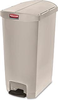 Rubbermaid Commercial Products Streamline Plastic Front Step On Trash Can, 18 Gallon, Beige, Hands-Free Garbage Can for Medical Waste in Hospitals/Lab/Emergency/Patient Rooms