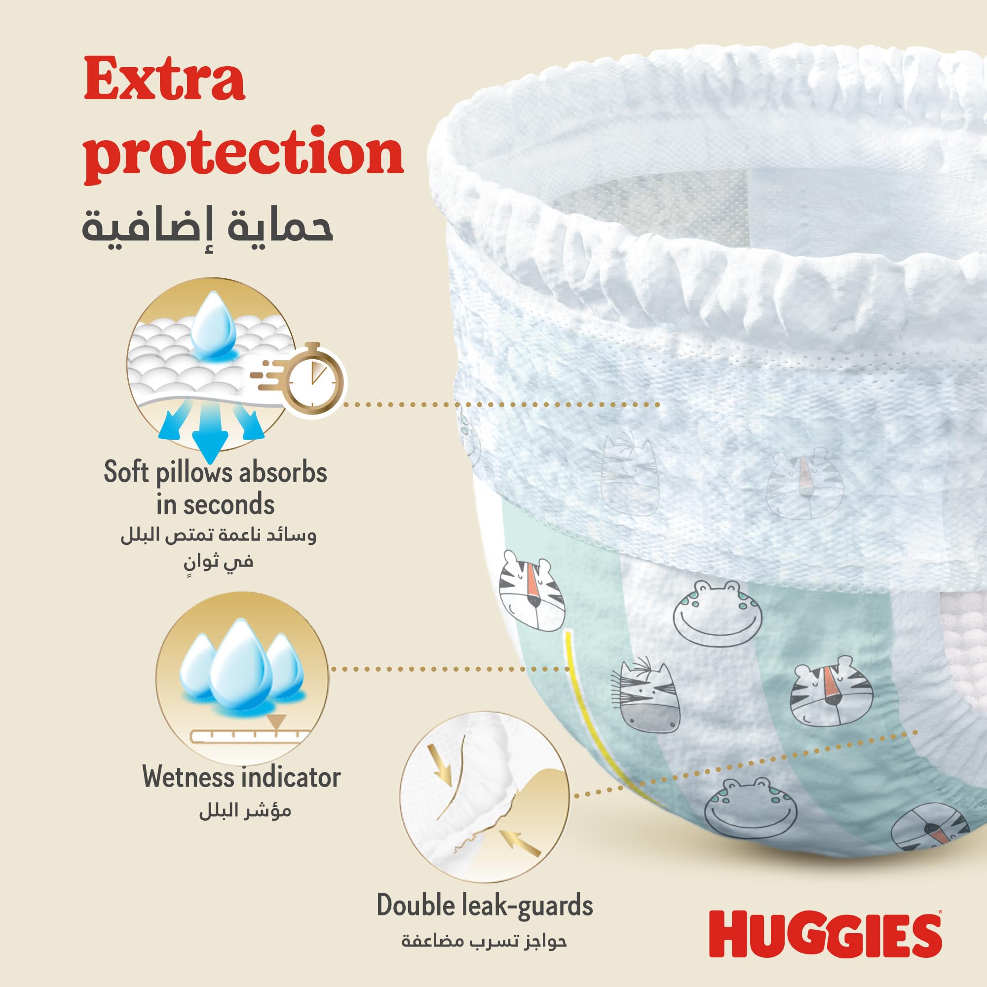 Huggies Culottes Pants Size 3 (44 Pants) – Pull-Up Baby Diaper Pants with Stretchy 360 Waistband for Easy Changes, Soft Comfort and All-Round Leak Protection for Active Crawlers