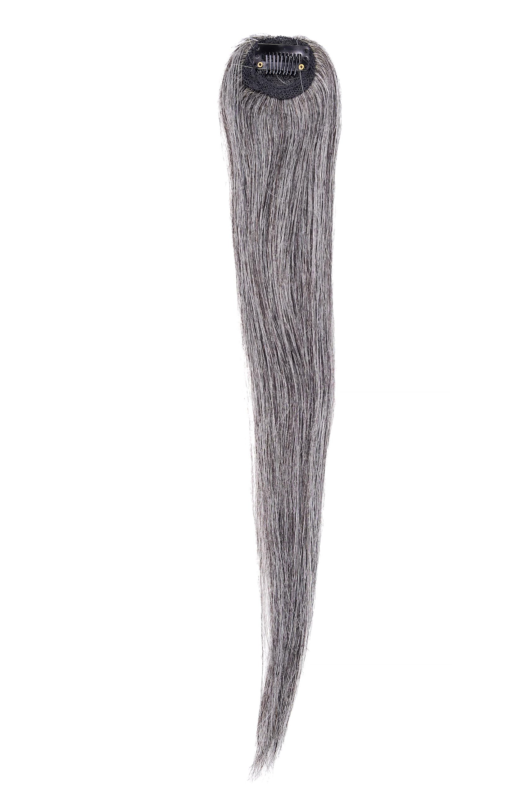 GoldTipsHair 1 Clip Invisible Patch | 100% Human Hair- For Women & Girls- | Natural-Looking Volumizer (Grey, 14 Inch)-image-23