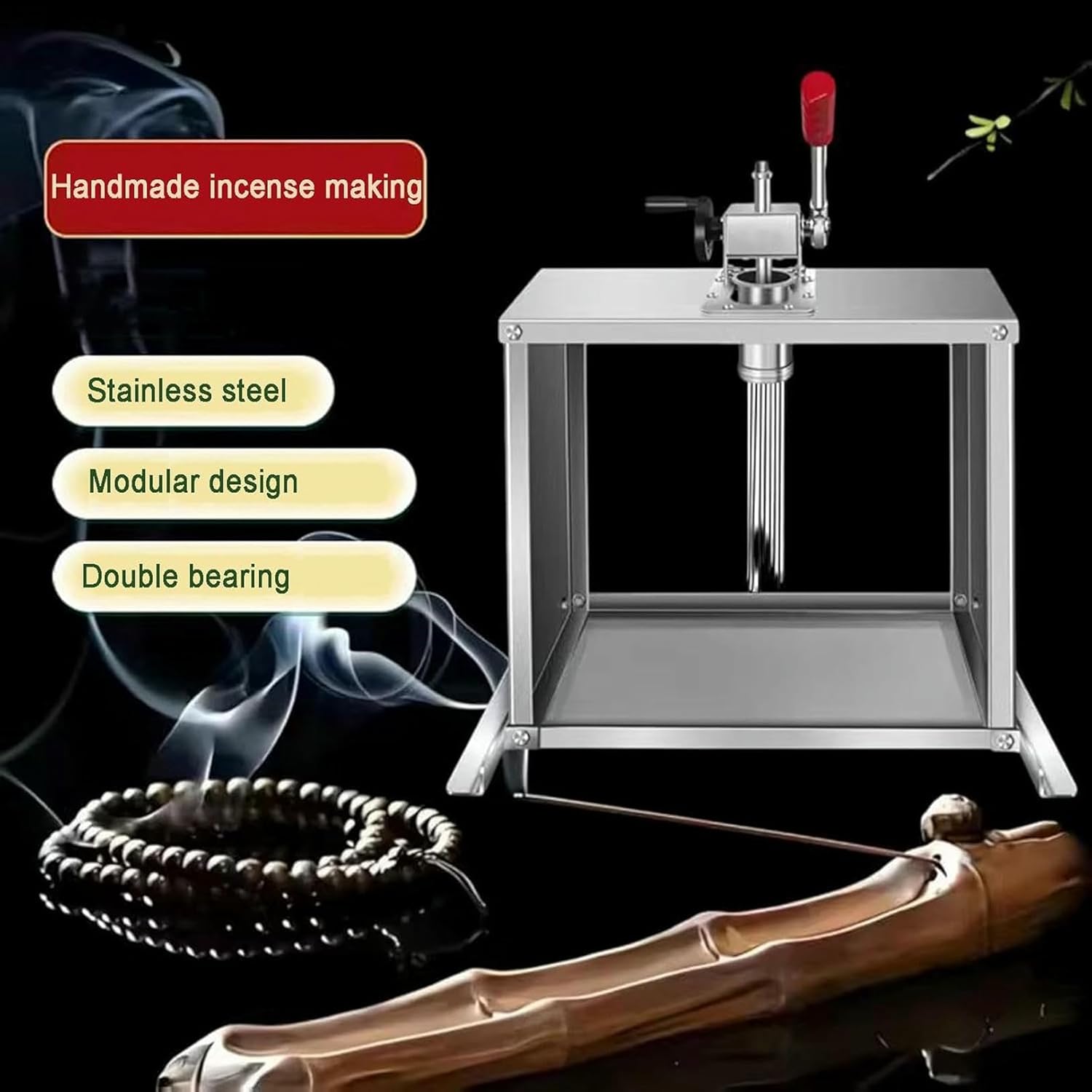 Hand Incense Making Tool, Manual Buddha Incense Extruder Machine, with 3 Different Sized Mould Plates(2/2.5/3mm), Stainless Steel, DIY Fragrance Accessory