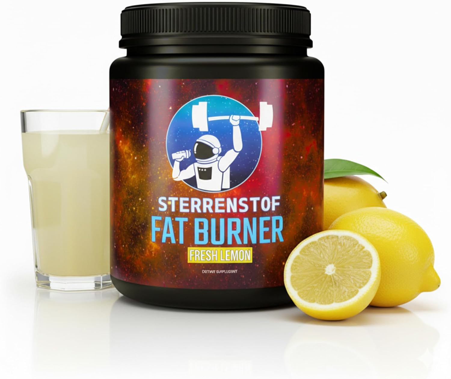 Sterrenstof Fat Burner – Fresh Lemon – Fat Burner Appetite Suppressant with L-Carnitine, L-Tyrosine, L-Theanine, Green Tea Extract, Caffeine – Quick Weight Loss, Fat Burner, Diet, 300g Powder, 50