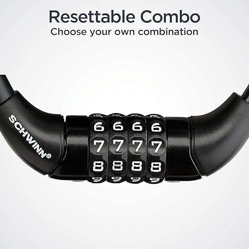 Miniatura 6 de Schwinn - Cerradura antirrobo para bicicleta con varios niveles de seguridad, llave y combinación de bloqueo