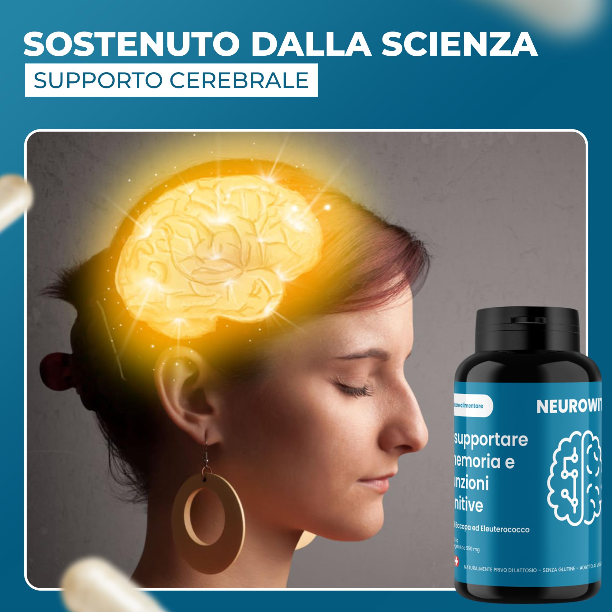 ORBIS NEUROWIT per me Memoria e funzione cognitiva Sulemet con Bacoa Moieri e Ahwagadha Ridurre lo stress e creare concentrazione AtiStre Suort per me 90 Caule