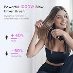Slopehill Mini Brosse sèche-cheveux double tension,1000 Watts Voyage chaud Air Brosse avec prise européenne, sèche-cheveux ionique et styleur pour les femmes pour la maison & Salon, Ovale Barrel 2 Chaleur & 2 Paramètres de vitesse