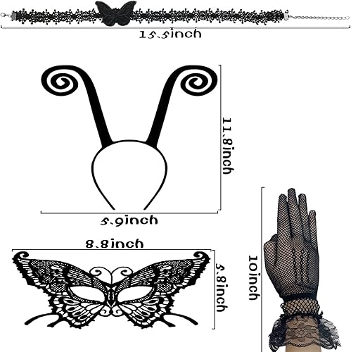 Miniatura 6 de Diadema de antena de mariposa, máscara de encaje de mariposa para fiesta de Halloween, disfraz de Pascua, accesorio de disfraz de hada, chal de