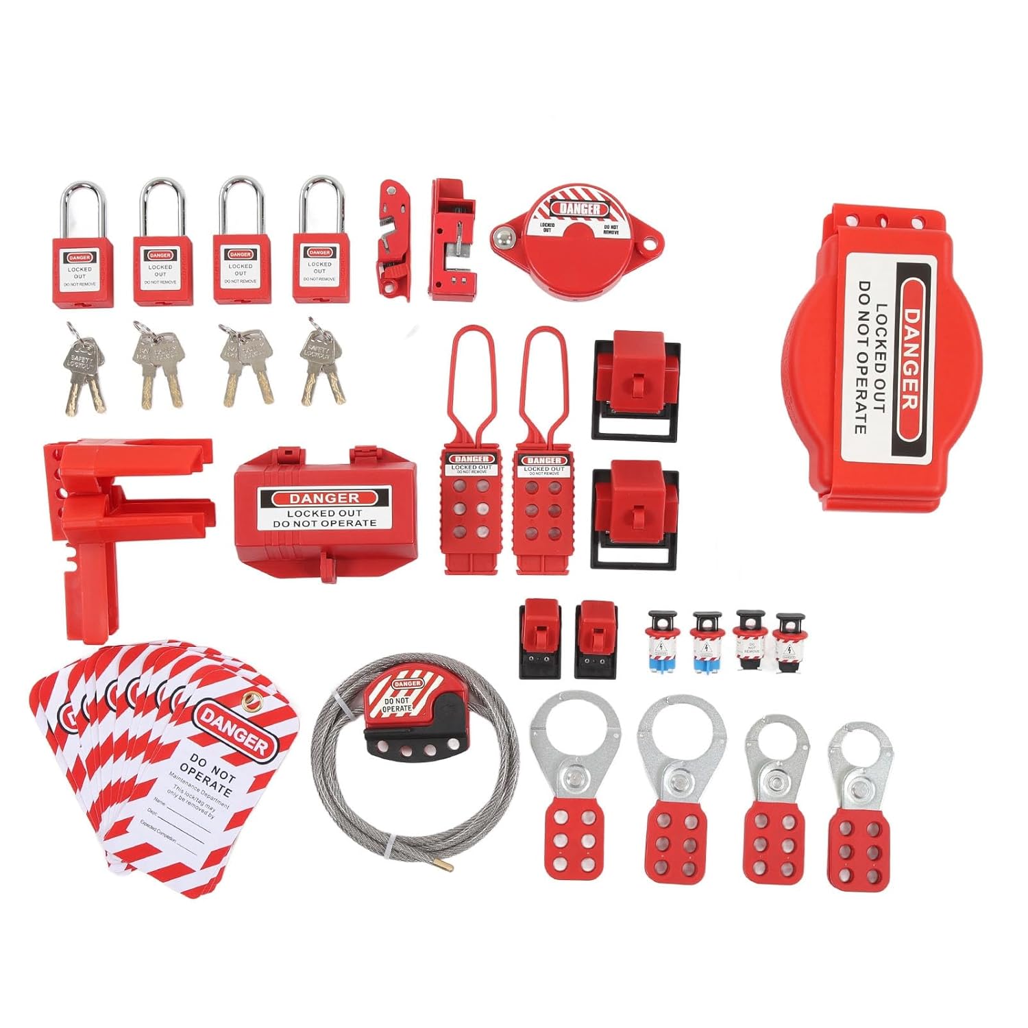 Acouto Lockout Tagout Locks Set 47 Pieces Lockout Tagout Kit Industrial Equipment Safe Locks Electrical Security Padlocks Combination Set Kit Electrical Loto - Industrial