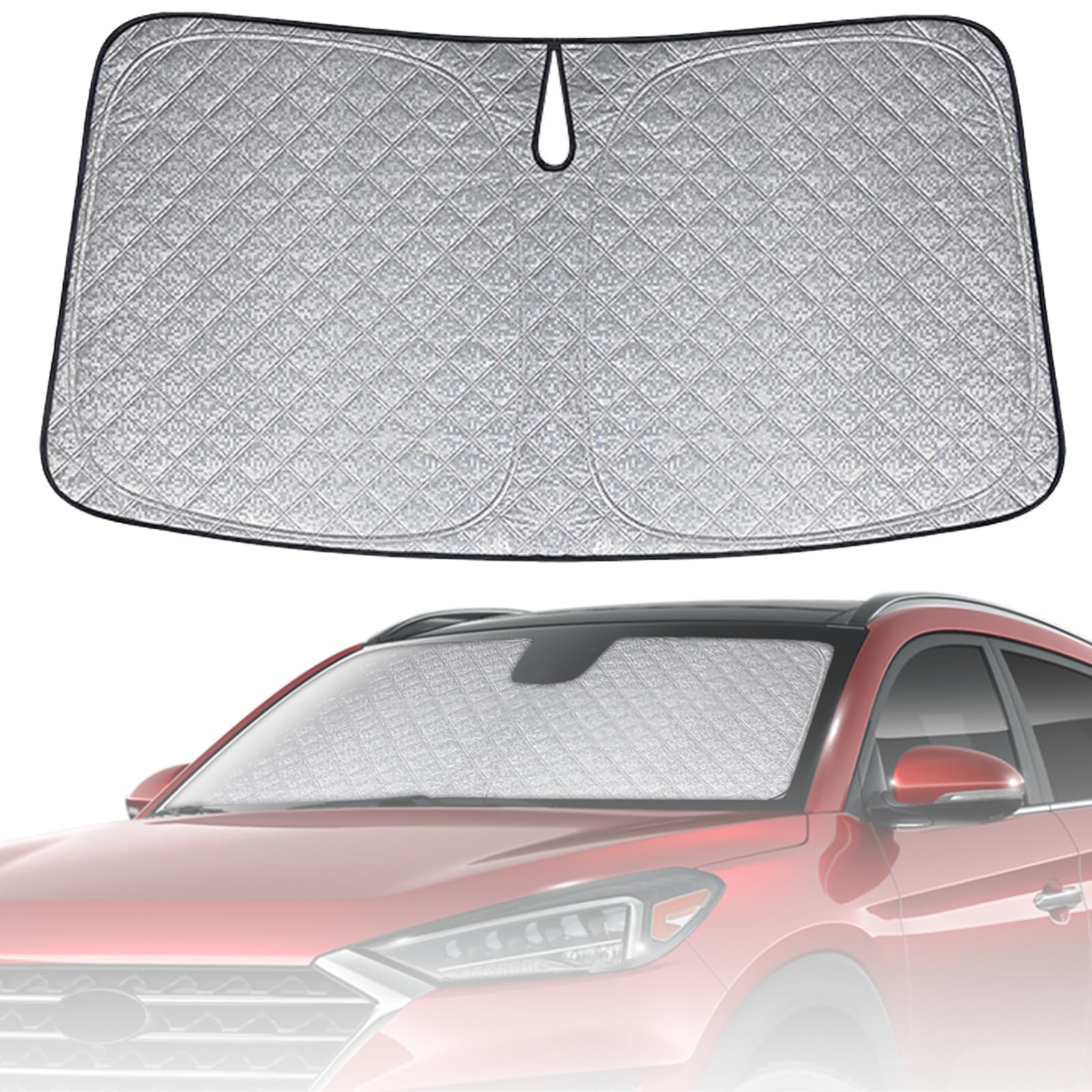 Federedevo Custom Fit Windshield Sun Shade for 2016-2021 Hyundai IX35/Tucson, Foldable Car Sunshade with Storage Bag, Heat Reflective & UV Protection