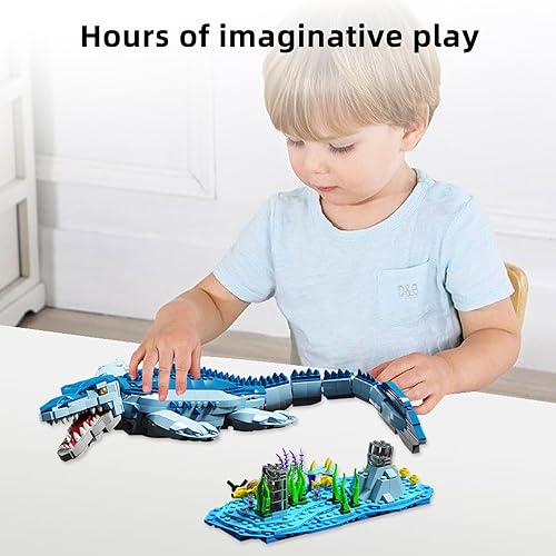 Miniatura 6 de ZYLEGEN Mosasaur - Juego de bloques de construcción de dinosaurios para niños, adultos, adolescentes o entusiastas de los dinosaurios, juego de