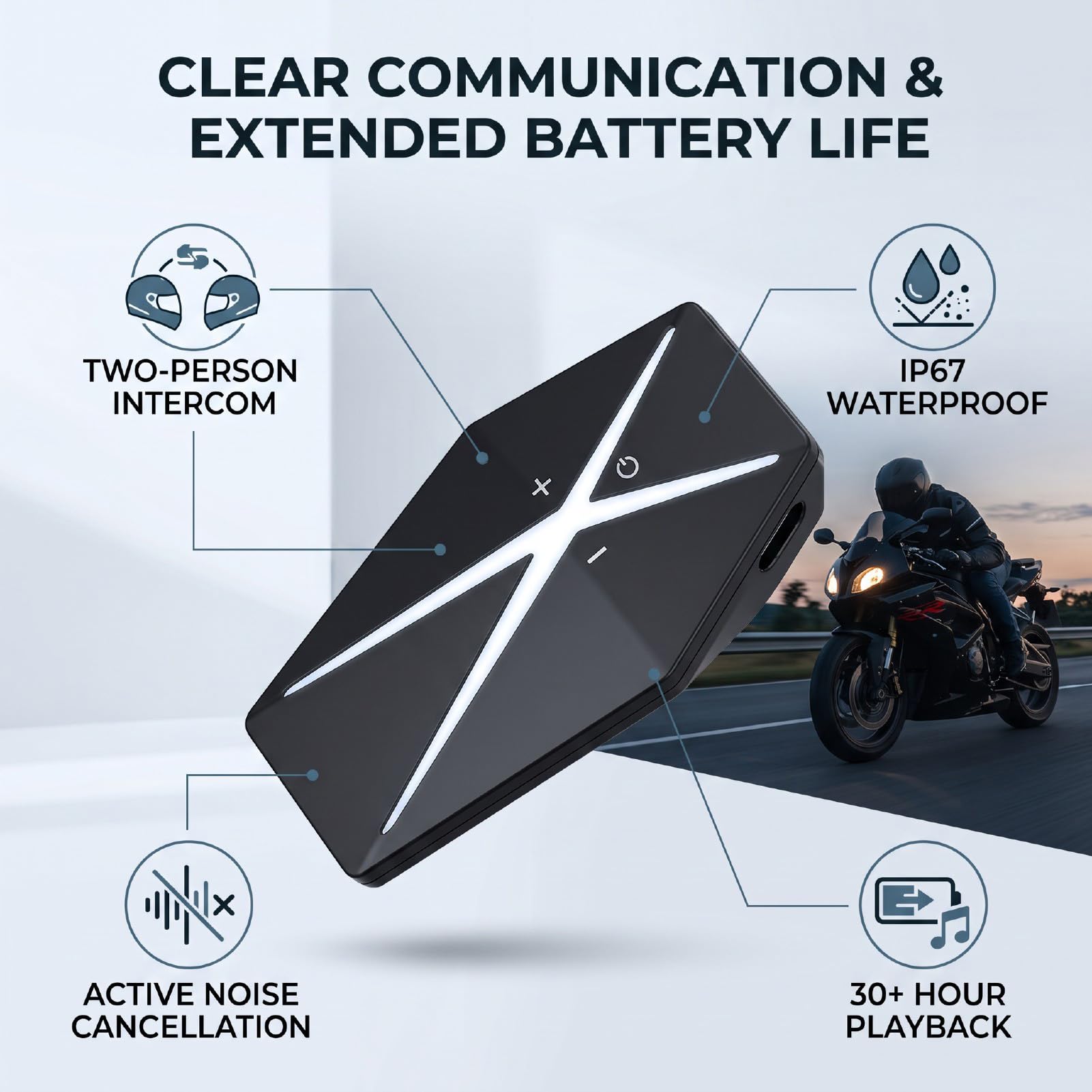 Sxhlseller Oreillette Bluetooth Moto, 1000m, Ip67