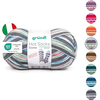 Gr ndl Wool Hot Socks Como 4-Ply 1 Ball 100 g Grey/Pink/White Sock wool for 1 pair of socks sock yarn 75% virgin wool 25% polyamide 100 g / 420 m needle size 2.5 - 3