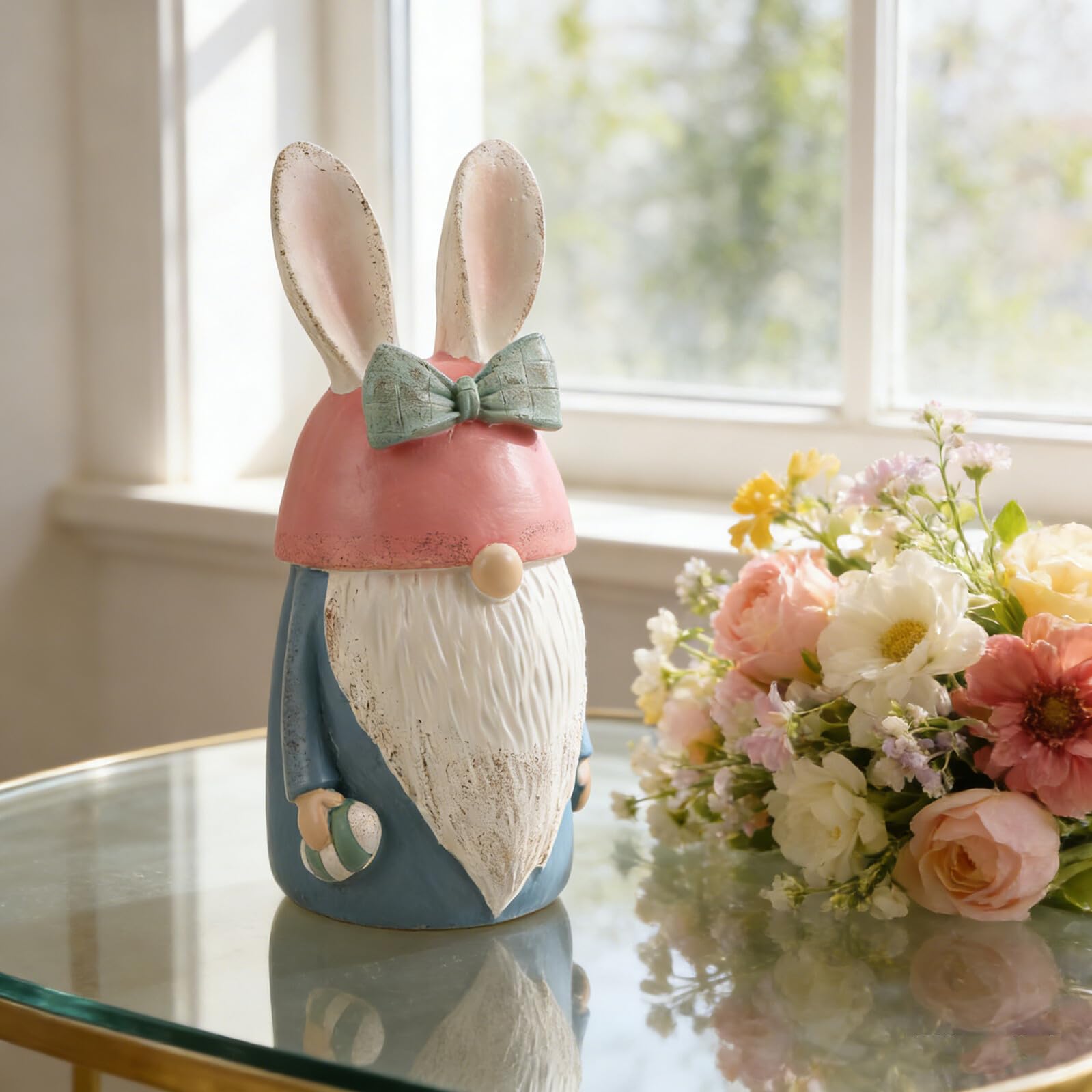Toyvian Adorno de Conejo de Pascua sin Rostro de Resina Azul para Decoración de Mesa Primaveral, Figura Pequeña para Estanterías y Bandejas Escalonadas, Decoración Rústica para Hogar