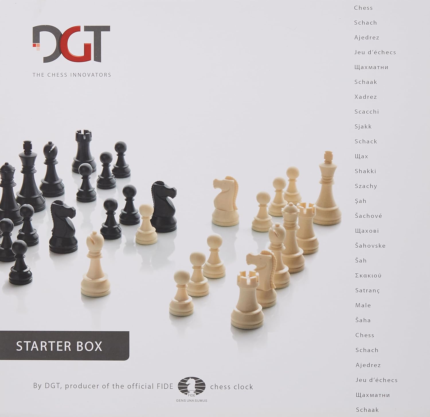 DGT Chess Starter Box Brown with Foldable Board | Weighted Plastic Chess Pieces 86mm King & DGT1002 Bonus Timer | Complete Beginner Chess Set for Learning & Lessons | Ages 3+