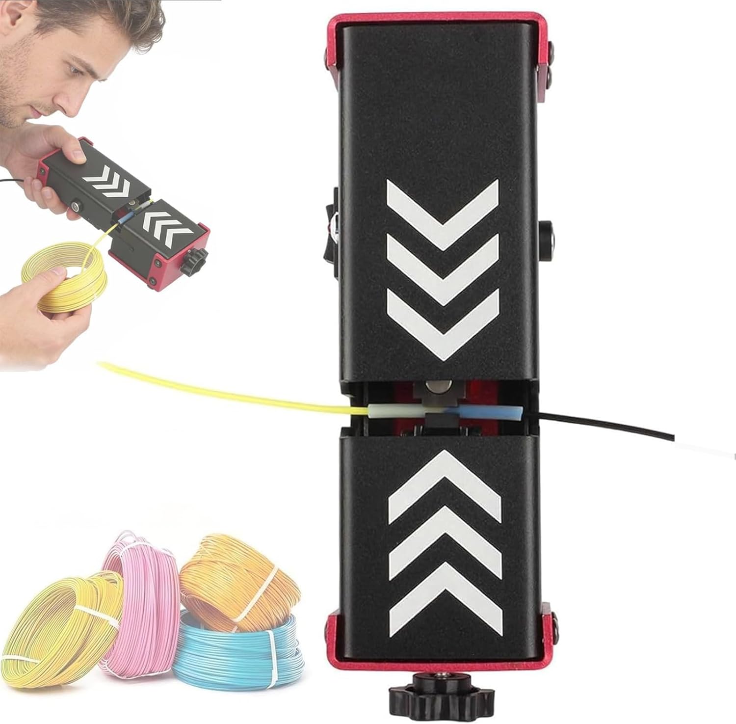 3D Printer Filament Connector, 3D Printer Filament Splicer Welder with 100Pcs PTFE Sleeve, Applicable Filament Diameter 1.75mm, Fast Heating and Integrated Cooling, for PLA/ABS/PC/PETG