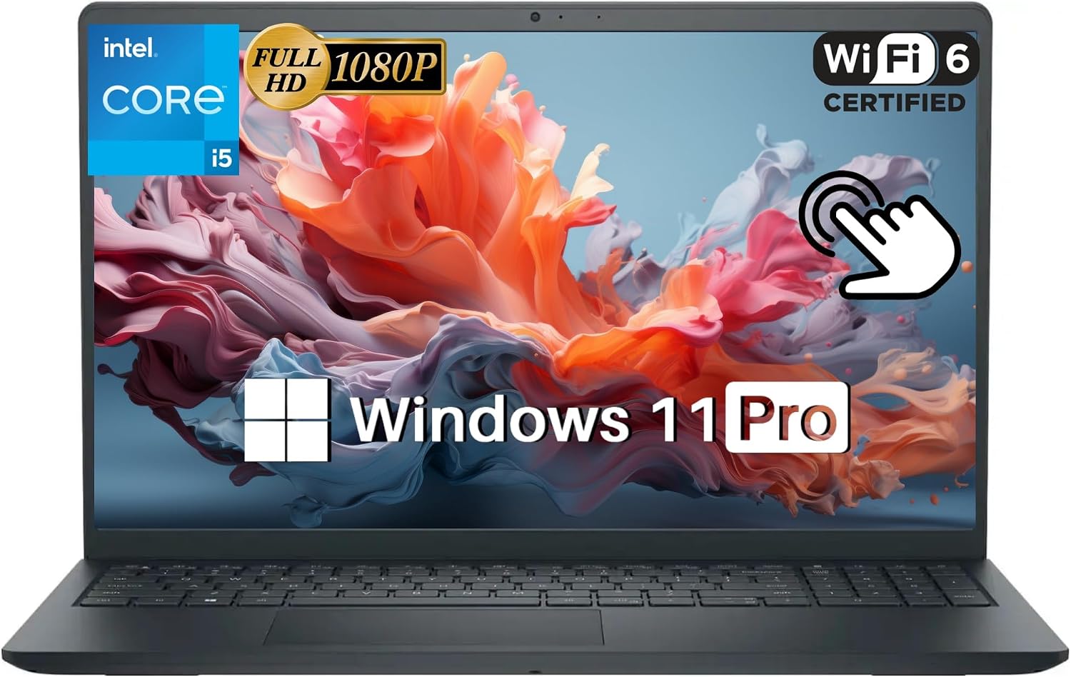 Dell 15 Touchscreen Laptop, Intel 10-Core i5-1235U, 16GB RAM, 512GB SSD, 15.6" 1080p Display, Windows 11 Pro, WiFi 6, Numeric Keyboard