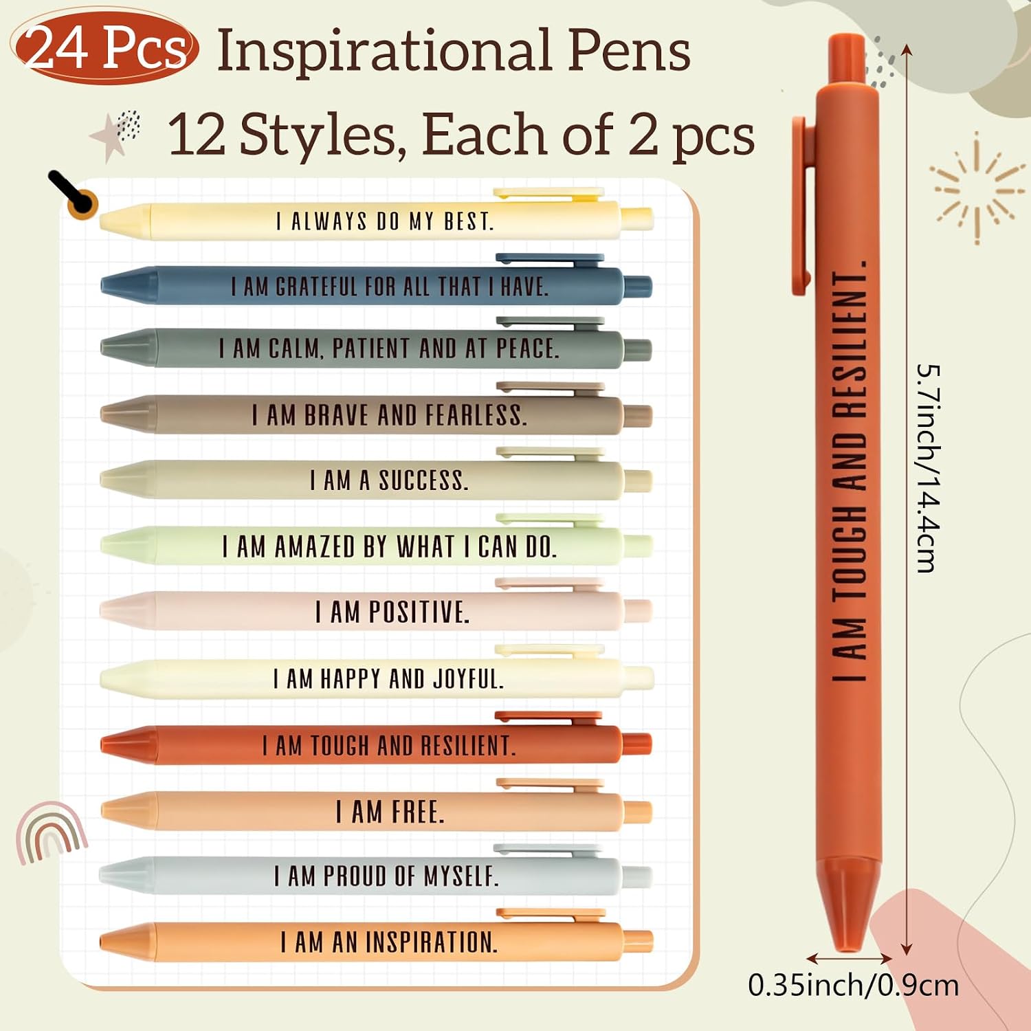 Funrous 24 Pcs Positive Affirmation Pens Bulk Retractable Color 1 image 2