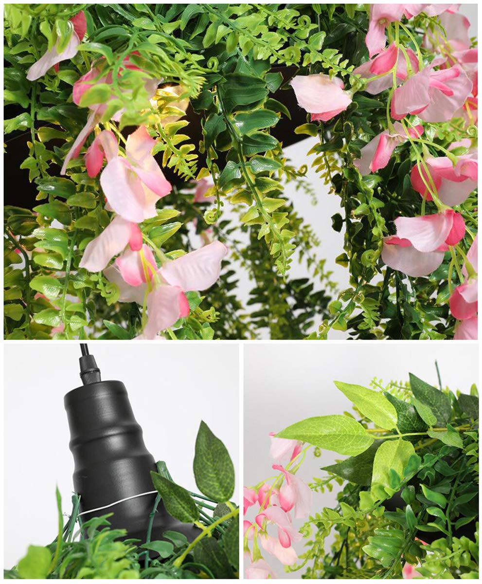 GDLight Pastoral Grüne Rebe Pendelleuchte Simulation PVC Pflanzen Hängeleuchten Romantische Kronleuchter für Esszimmer Bar Cafe Restaurant Dekoration, E27