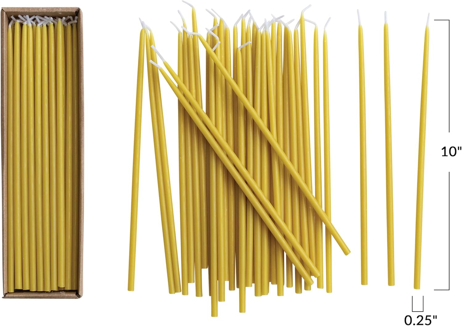 Creative Co-Op 36-Piece Unscented Thin Taper Candles in Box, Chartreuse