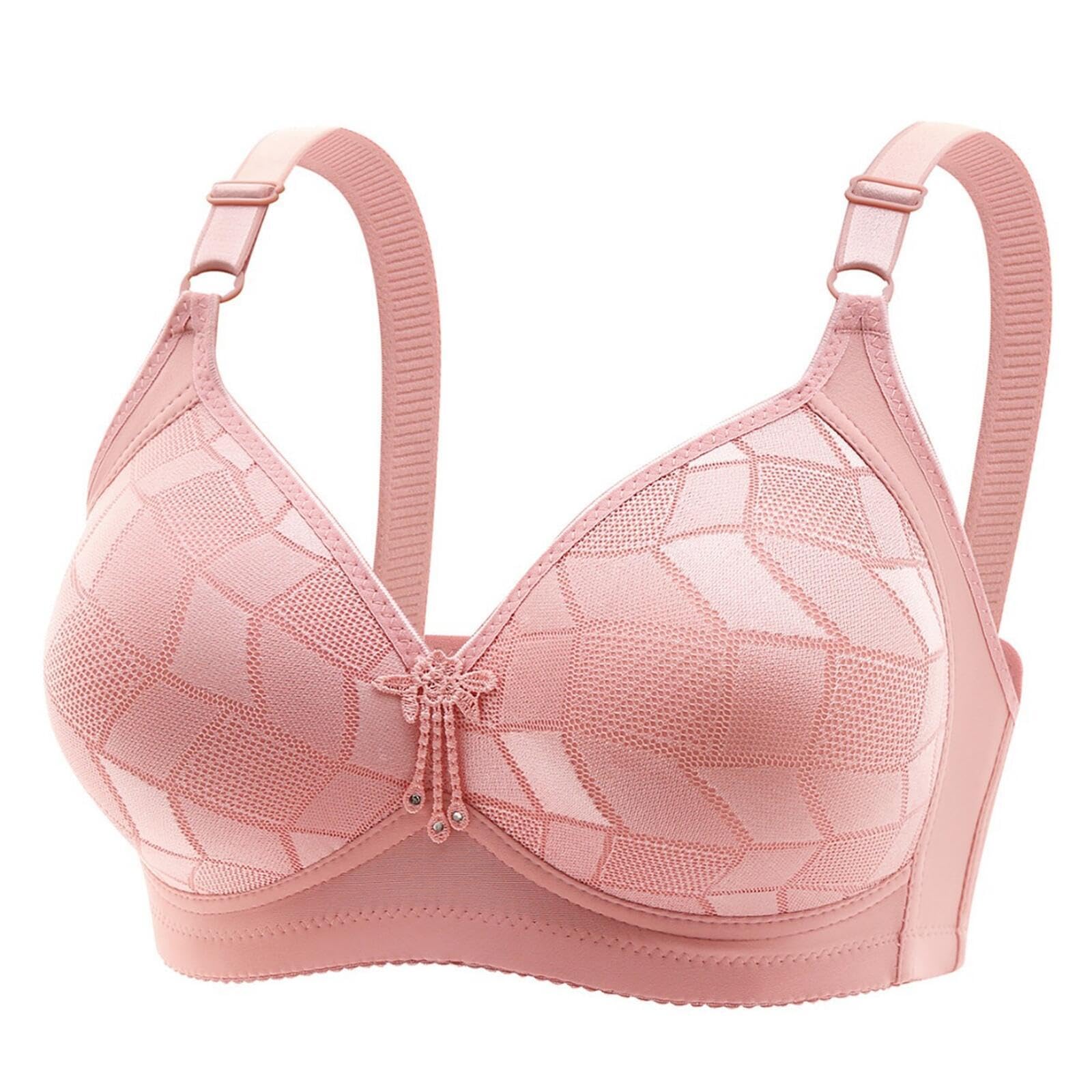 Yuyuch Women's Pink Push Up Wireless Bra For Non-Padded Full Coverage Seamless Bras Comfort Plunge Everyday Bra