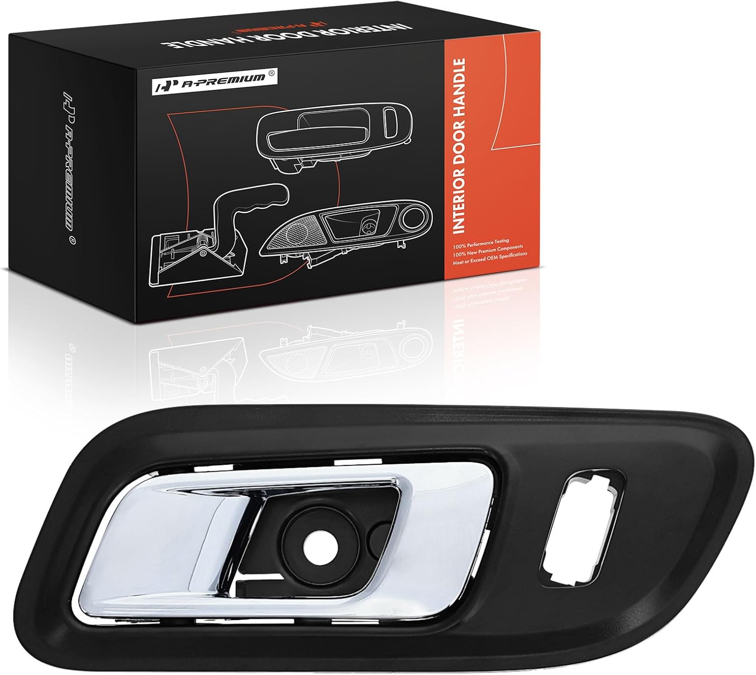 A-Premium Front Left Driver Side Interior Door Handle Compatible with Ford Taurus/Police Interceptor Sedan 2013-2019, Special Service Police Sedan 2014-2018, Black Bezel with Chrome Lever