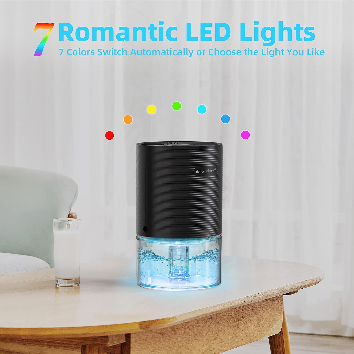 Dehumidifier, Small Dehumidifiers for Home 26OZ Mini Dehumidifiers for Basement, Small Room, Bathroom, Bedroom, RV, Quiet Dehumidifiers with Night Lights Up to 161 sq ft