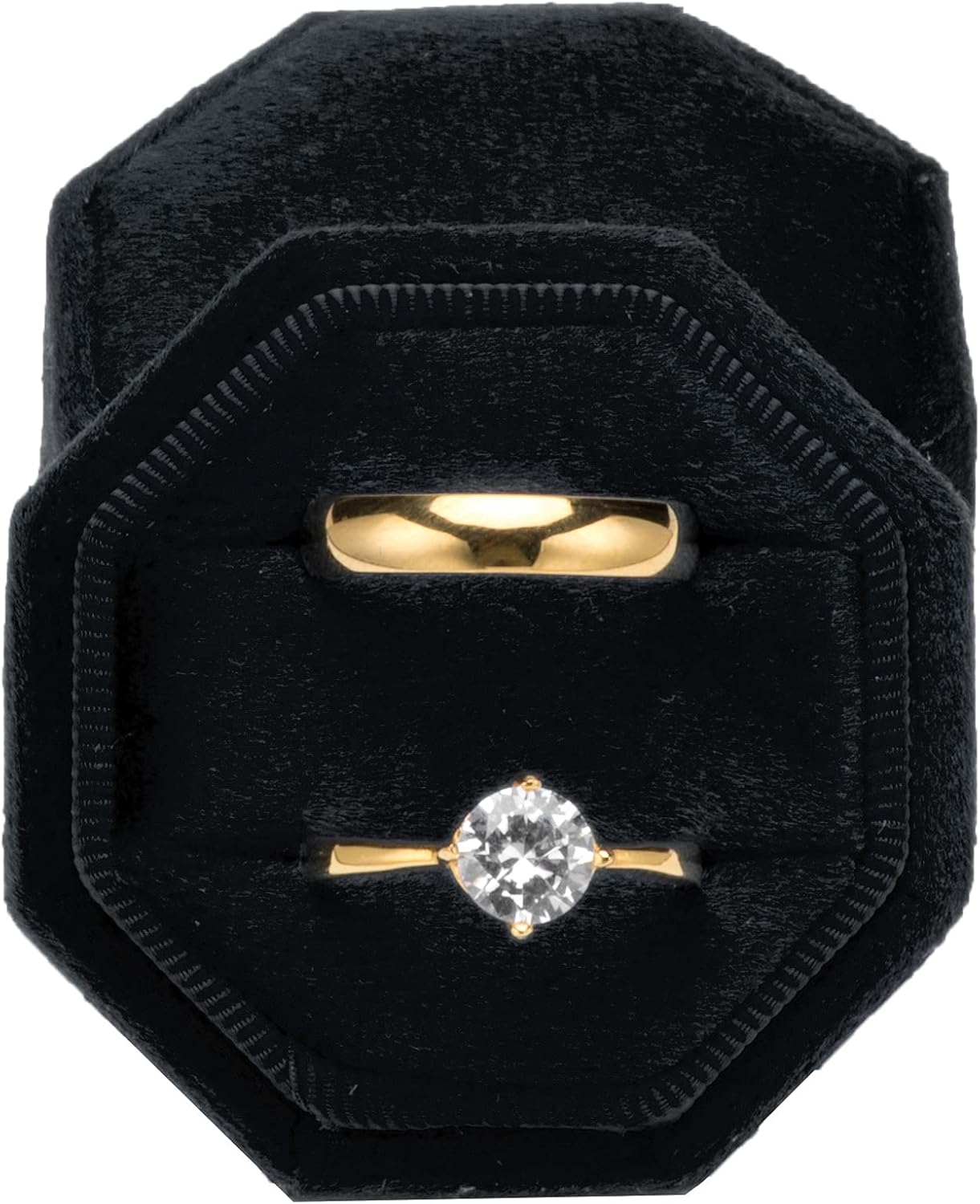 POKOFO Premium Velvet Ring Bearer Box for Proposal Engagement Wedding Ceremony