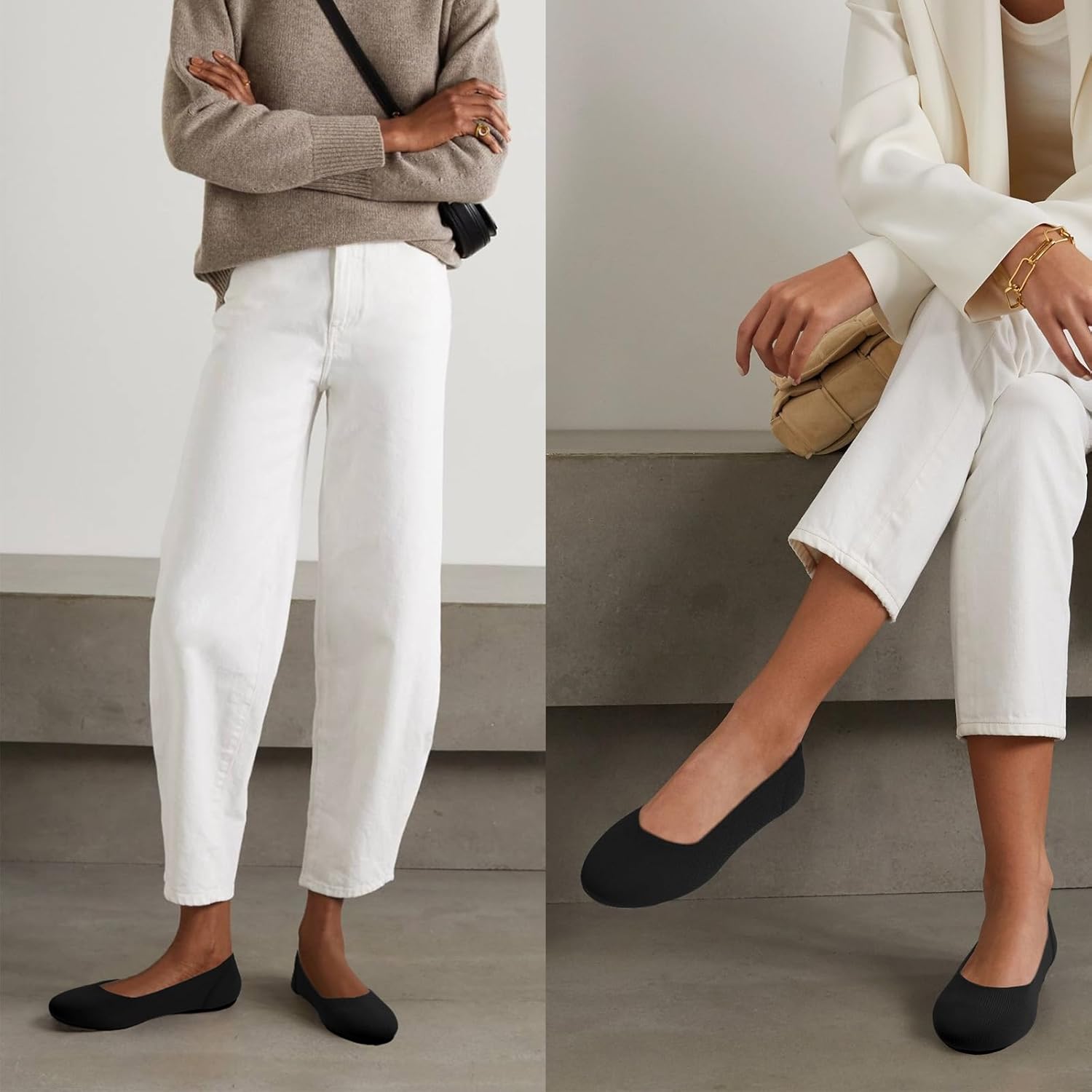 Tanamo Women's Flat Ballet Shoes Knit Flat Shoes for Women Round Toe Slip on Women Flats for Dressy Casual Office Work Wedding Comfort Soft - Image 2