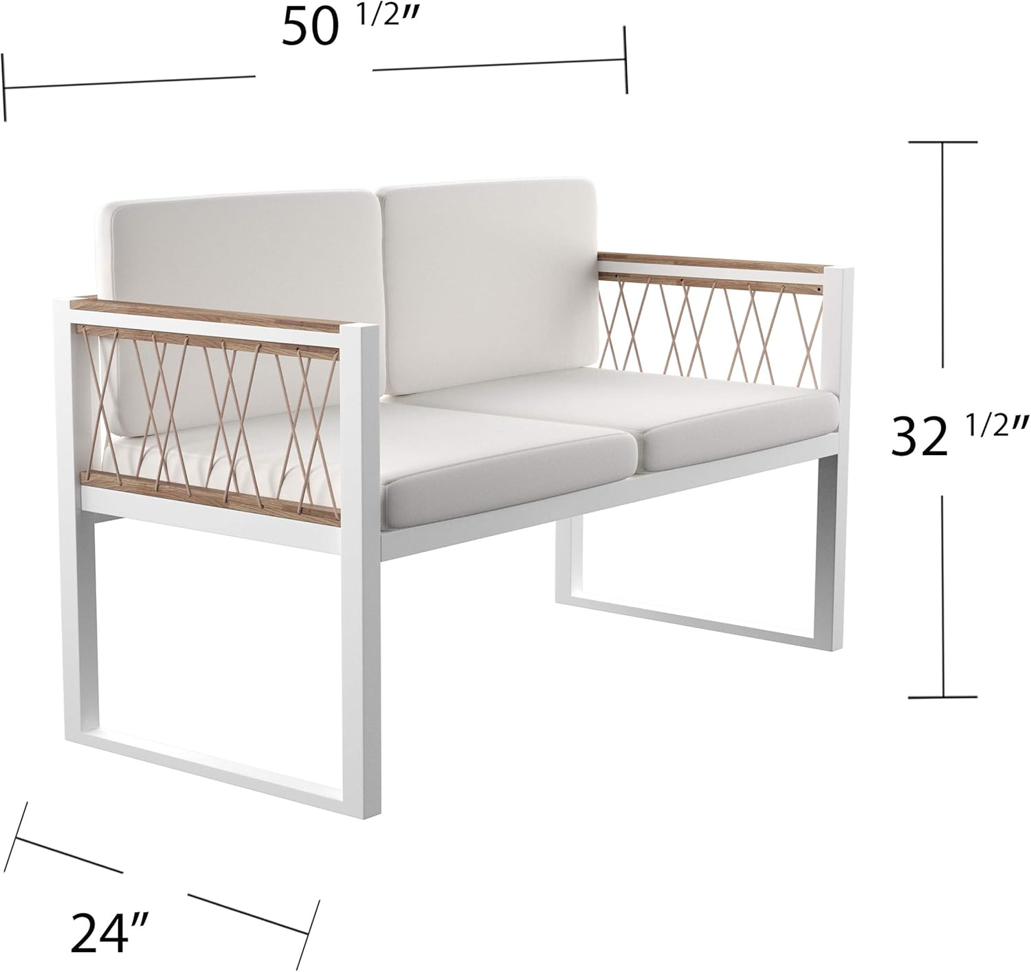 SEI Furniture Wallmond Love Seats, Natural, White