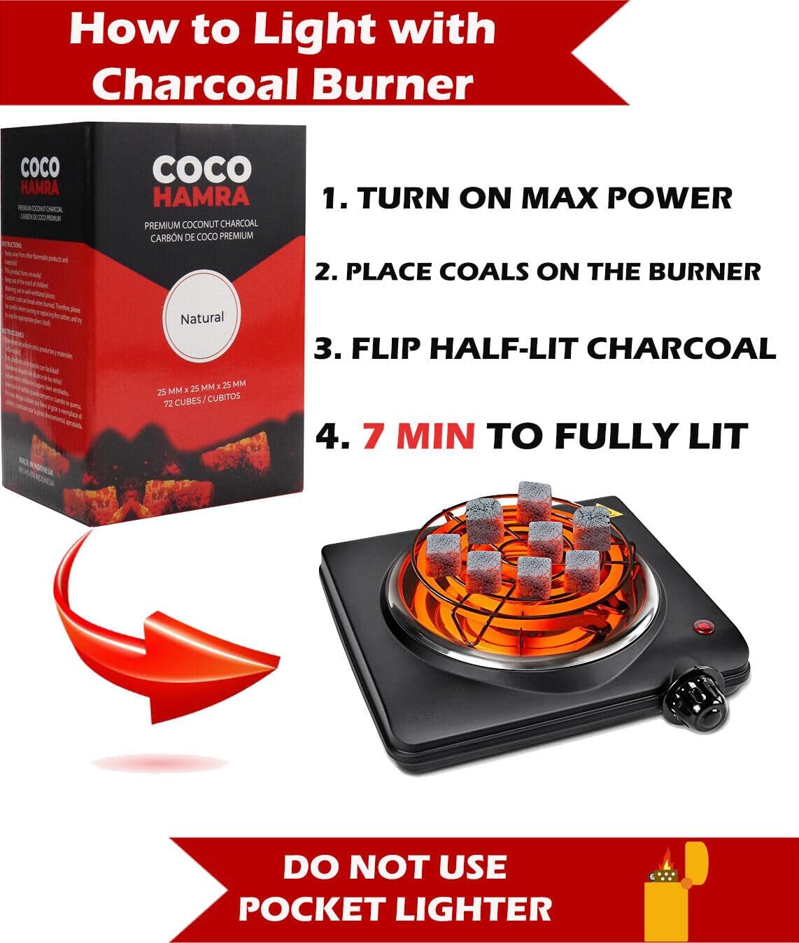 720 Pcs 10KG Natural Coconut Hookah Loose Charcoal Cubes | Large 25MM x 25MM Cubes | Lounge Package Premium Quality Shisha Nargileh BBQ Coals- Multipurpose- Master Case (Made in Indonesia)