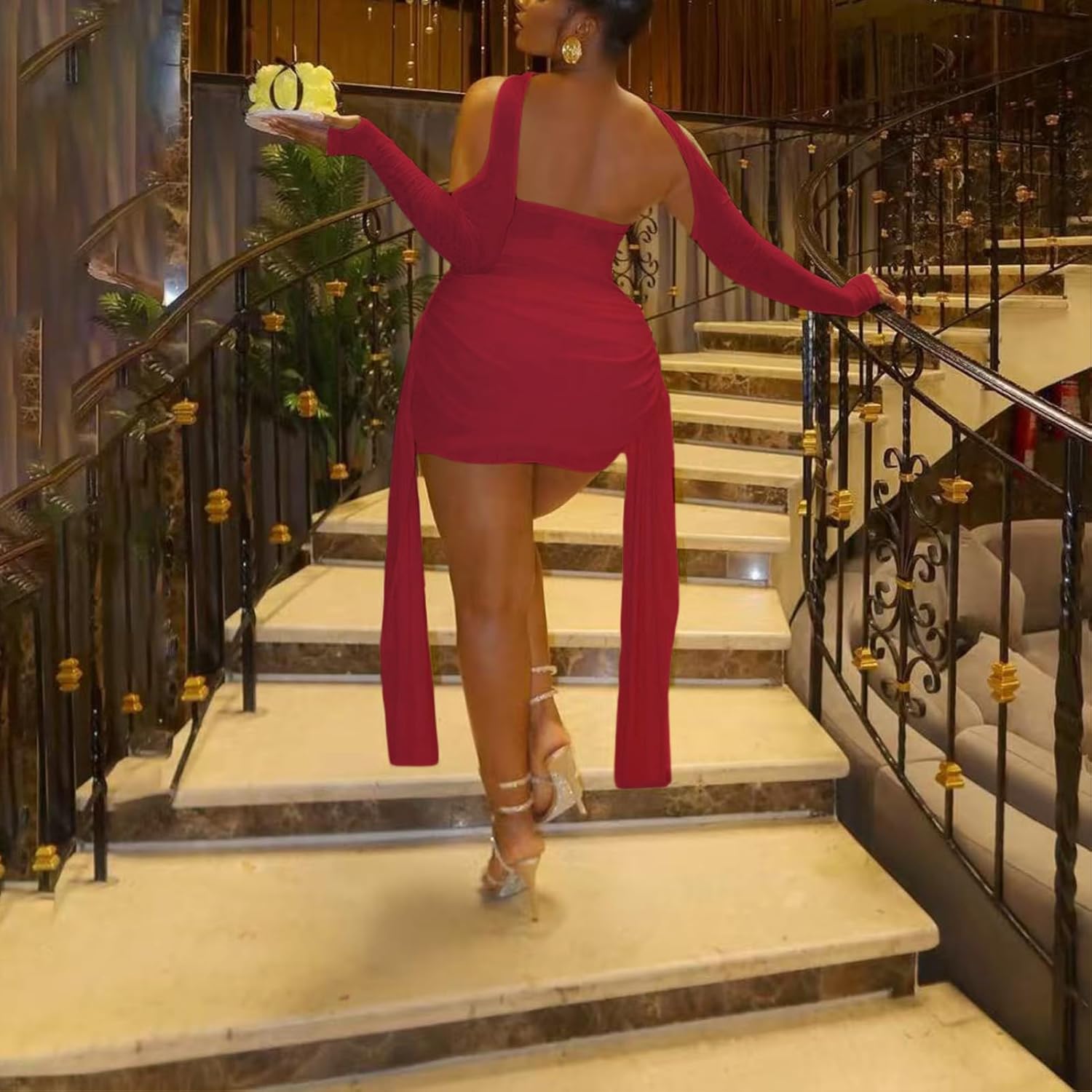 Sexy Strapless Tube Top Mesh Mini Dress for Women Bodycon Ruched Ribbons Birthday Date Night Dresses - Image 3