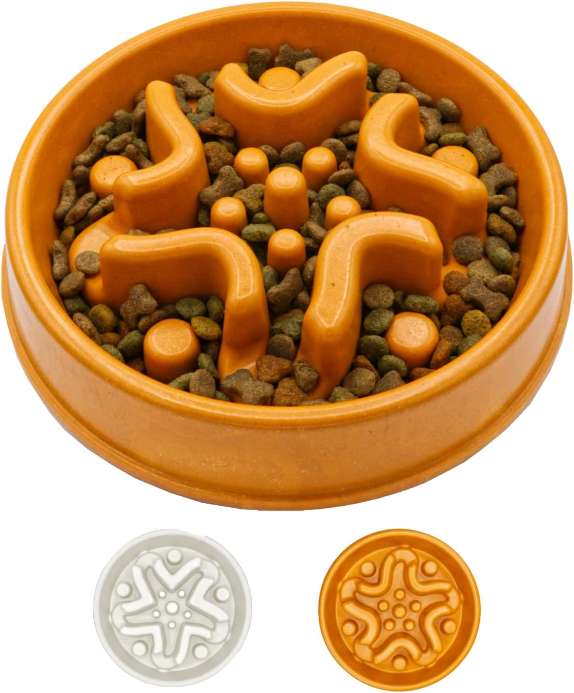 Slow Feeder Dog Bowl - Designed By Vets - Large Size Ø 30cm - Made From Bamboo - Dog Puzzle Feeder To Slow Down Eating